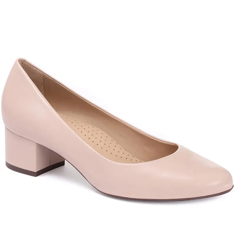 Block Heel Court Shoe - GLO29505 / 314 606 - Nude made by Jones Bootmaker