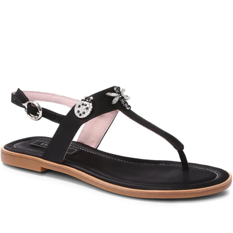Embellished Toe Post Sandal - BEL29508 / 315 293 - Black made by Staccato