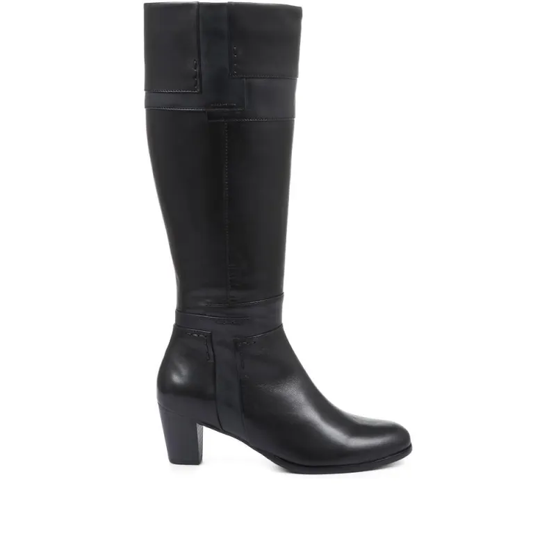 Sonia Block Heel Leather Boots - SINO32503 / 319 117 - Black made by Jones Bootmaker
