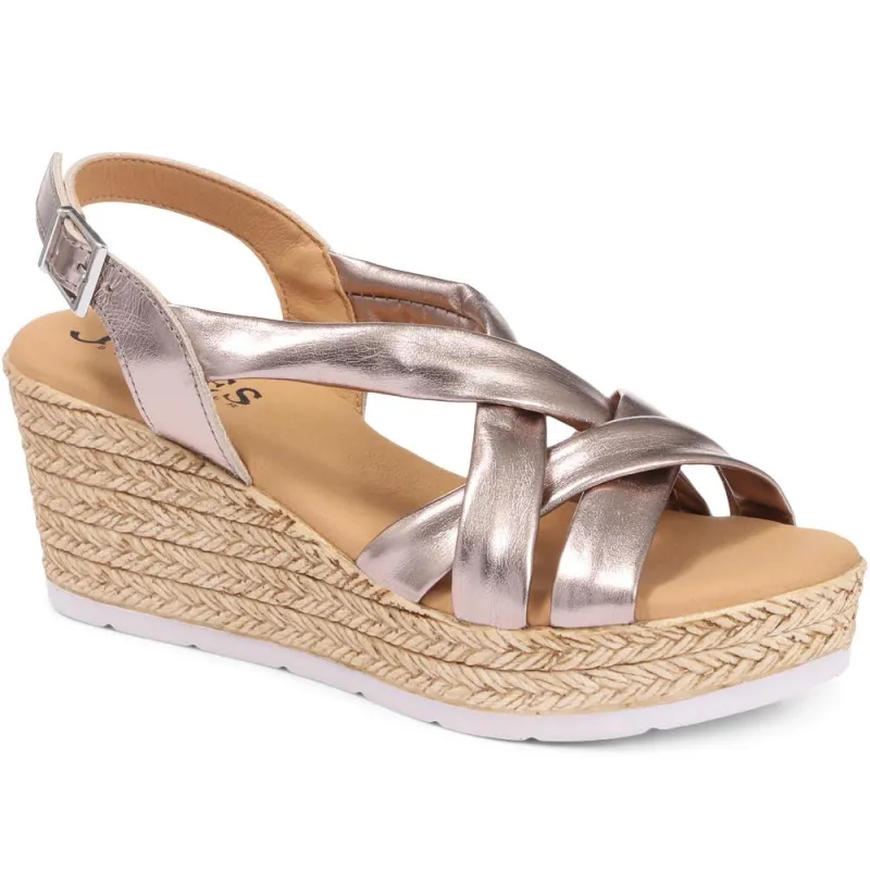 Celine Leather Wedge Sandals - LRK29504 / 315 505 - Metallic made by Jones Bootmaker