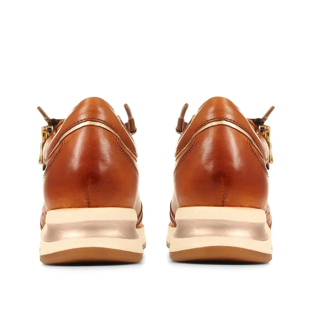 Lace-Up Leather Wedge Trainers - BUG35509 / 321 809 - Tan sold by Jones Bootmaker product image thumbnail 3