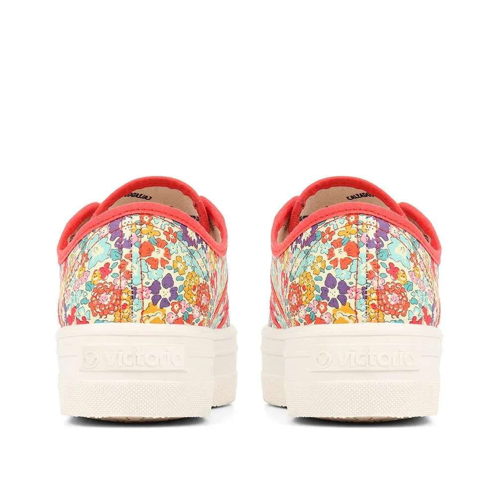 Barcelona Liberty Print Platform Trainers - FASHE35503 / 321 484 - Coral sold by Jones Bootmaker product image thumbnail 3