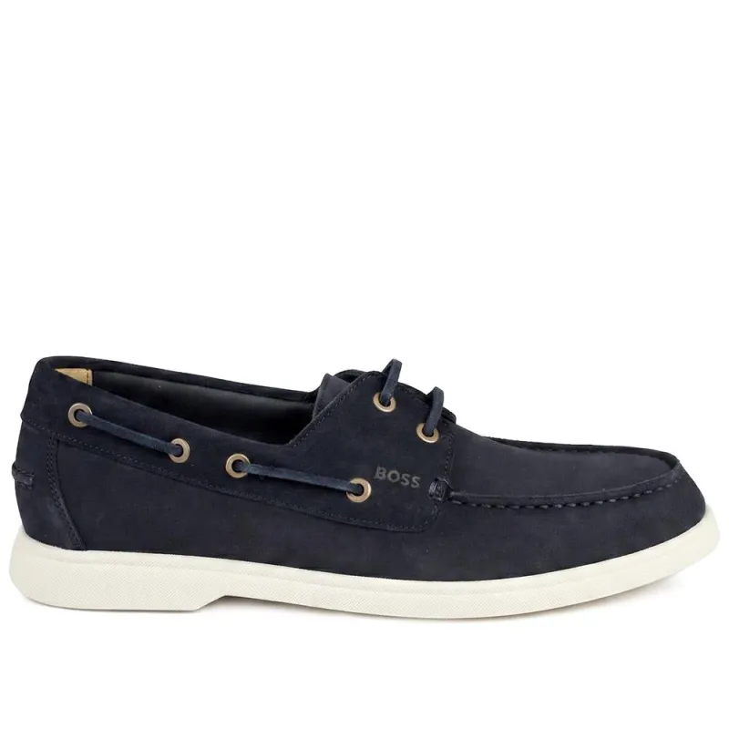 Hugo Boss Leather Lace Up Slip On Shoes - HUGO43504 / 328 698 - Navy Suede made by Jones Bootmaker
