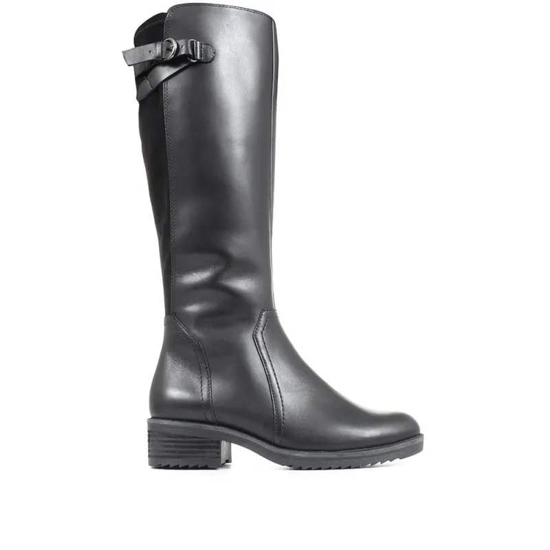 Wide Fit Leather Knee High Boots - CAPRI34512 / 321 860 - Black made by Jones Bootmaker