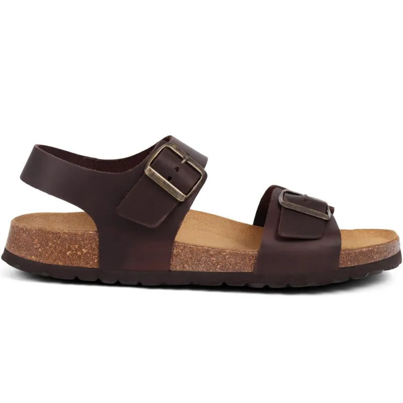 Woburn Leather Sandals - WOBURN / 325 468 - Apure Dark Brown made by Jones Bootmaker