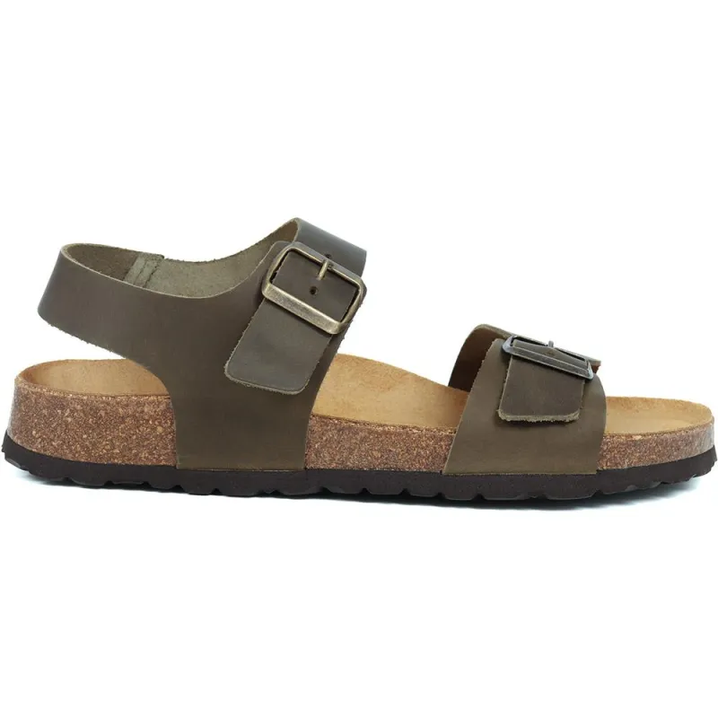Woburn Leather Sandals - WOBURN / 325 468 - Khaki made by Jones Bootmaker