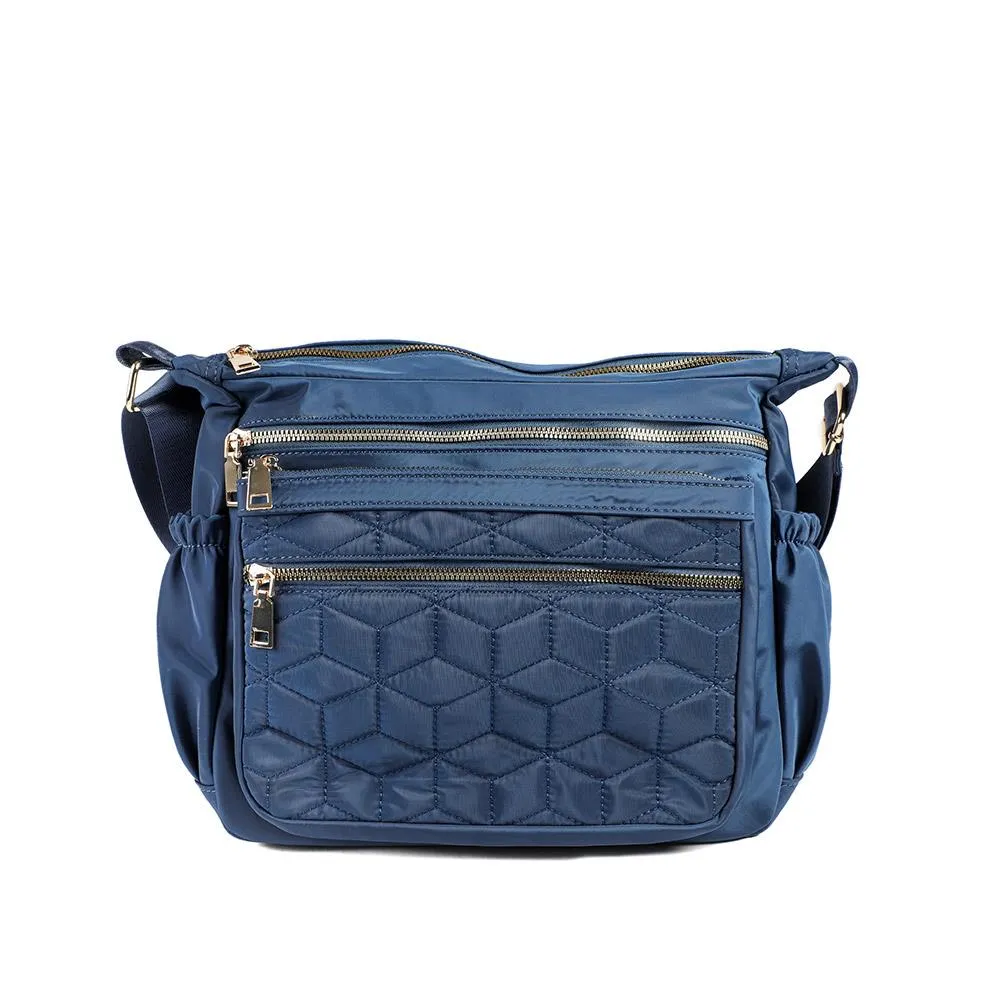 Quilted Multi Zip Crossbody Bag - WAHT43007 / 329 324 - Navy sold by Jones Bootmaker