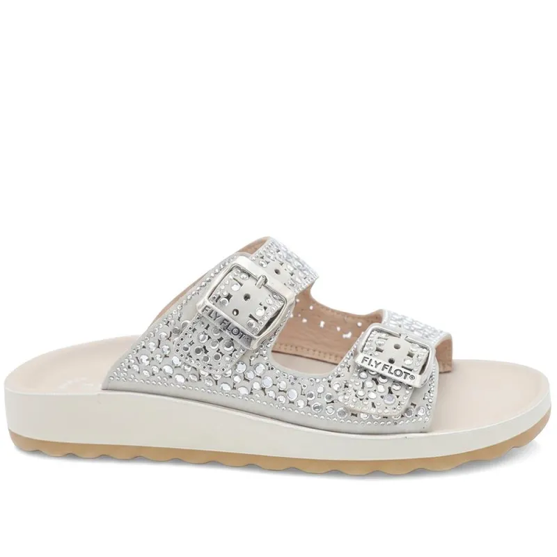 Fly Flot Dual Buckle Cushioned Sandals - FLY43020 / 328 644 - Light Grey made by Jones Bootmaker