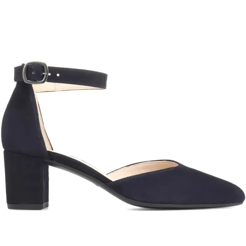 Gala Leather Heeled Sandals - GAB35521 / 321 578 - Navy made by Jones Bootmaker