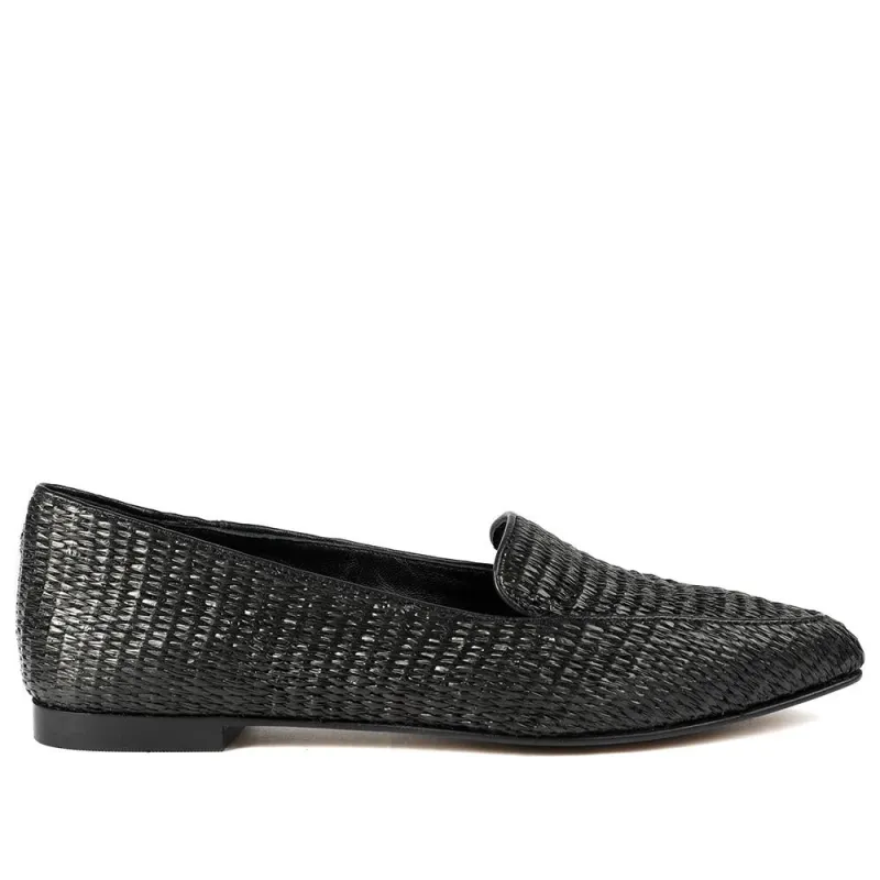 Sicily Leather Slip-On Shoes - SICILY / 326 204 - Black Rattan made by Jones Bootmaker