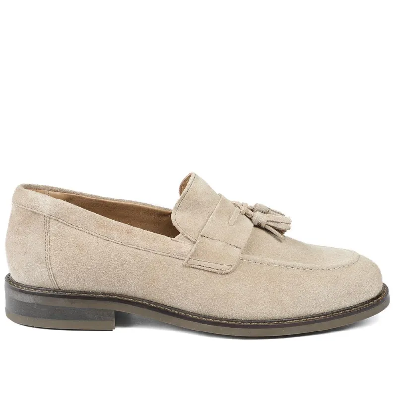 Rodrigo Wide-Fit Leather Tassel Loafers - RODRIGO / 327 901 - Sand Suede made by Jones Bootmaker