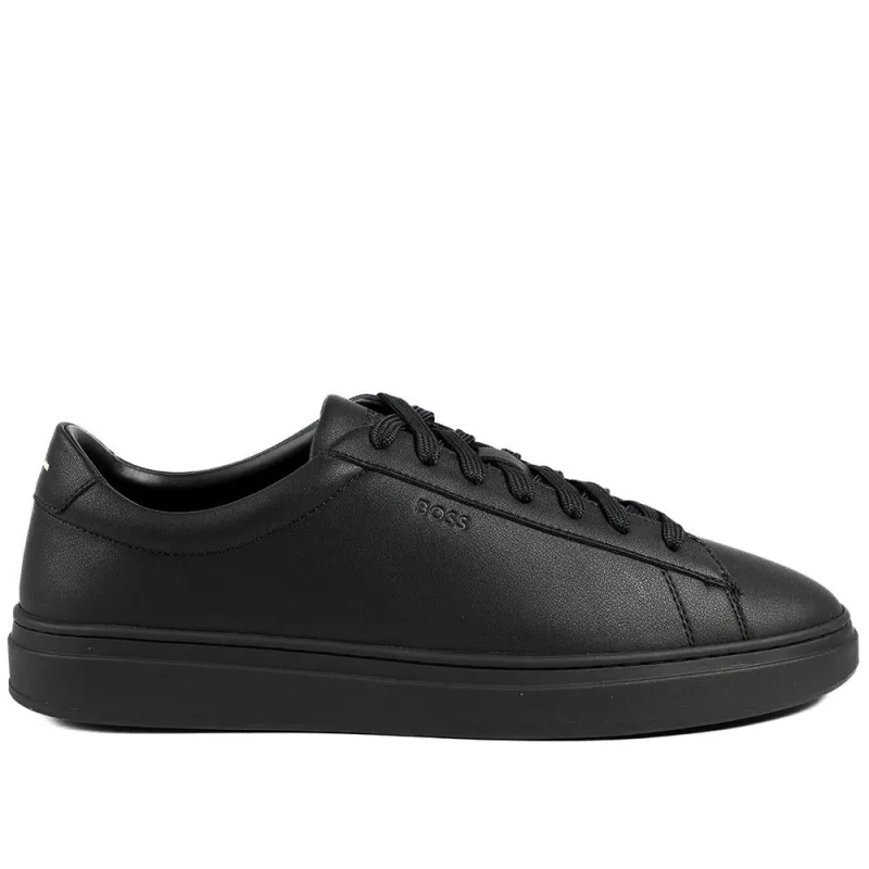 Boss Leather Lace Up Trainers - HUGO42501 / 327 809 - Black-Black made by Hugo Boss