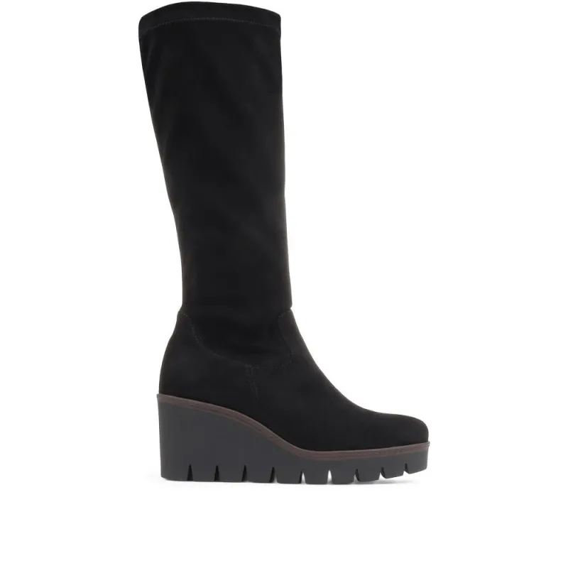 Unite Wedge Knee Boots - GAB36531 / 322 696 - Black made by Jones Bootmaker