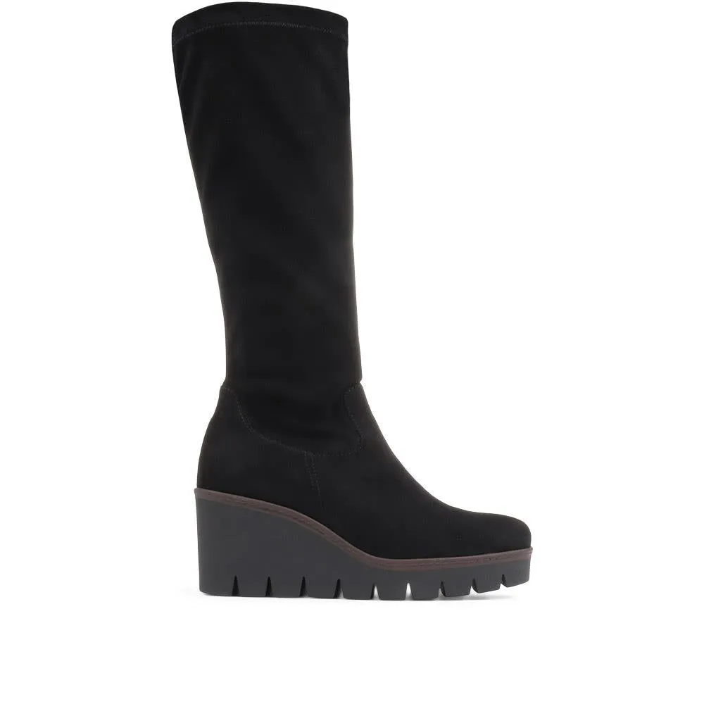 Unite Wedge Knee Boots - GAB36531 / 322 696 - Black sold by Jones Bootmaker