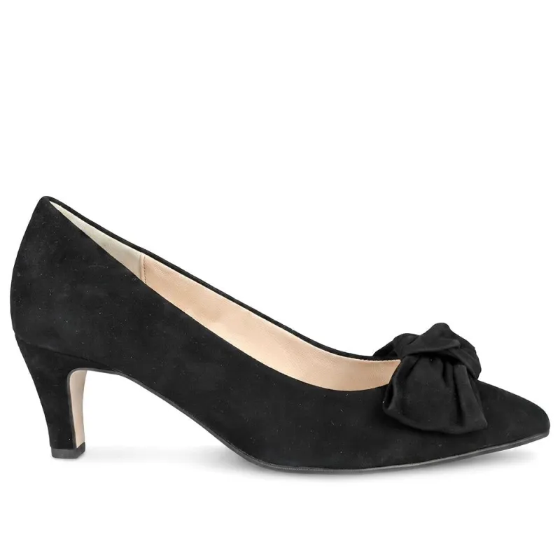 Gabor Dusty Wide Fit Bow Detailed Court Shoes - GAB44517 / 330 028 - Black made by Jones Bootmaker