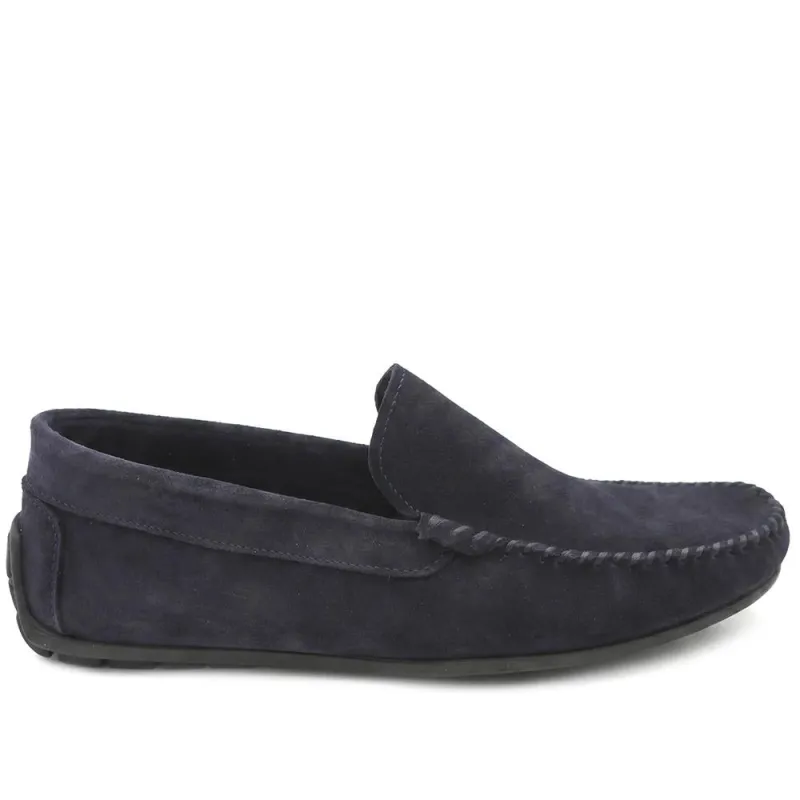 Zachariah Leather Slippers - ZACHARIAH / 330 219 - Navy Suede made by Jones Bootmaker