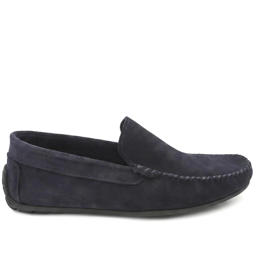 Zachariah Leather Slippers - ZACHARIAH / 330 219 - Navy Suede sold by Jones Bootmaker