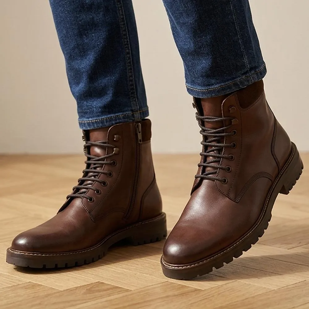 Dalmazio Leather Lace Up Boots - DALMAZIO / 329 956 - Chestnut Leather sold by Jones Bootmaker product image thumbnail 2