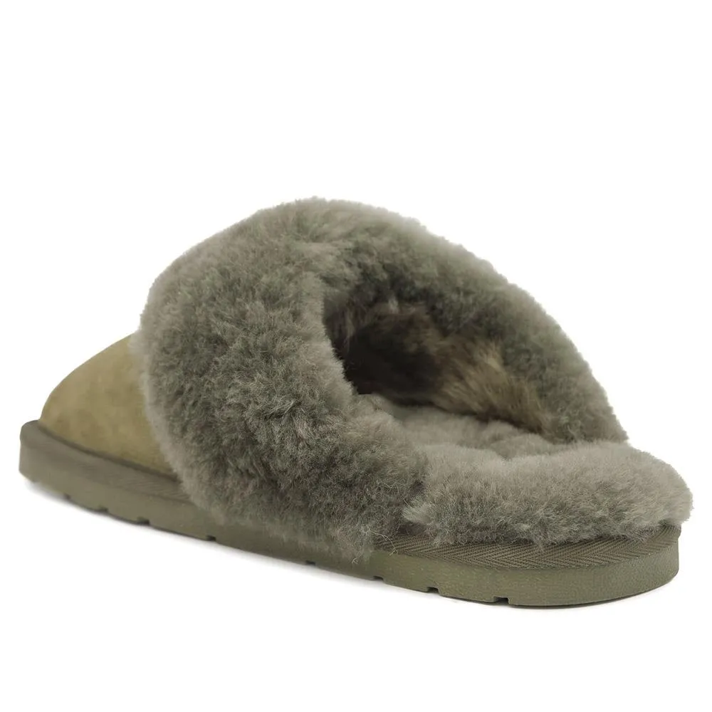 Bella-Rose Sheepskin Mule Slippers - BELLA-ROSE / 319 378 - Olive Suede sold by Jones Bootmaker product image thumbnail 4