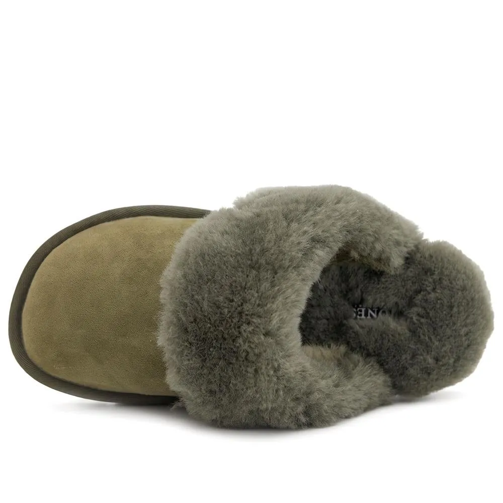 Bella-Rose Sheepskin Mule Slippers - BELLA-ROSE / 319 378 - Olive Suede sold by Jones Bootmaker product image thumbnail 5