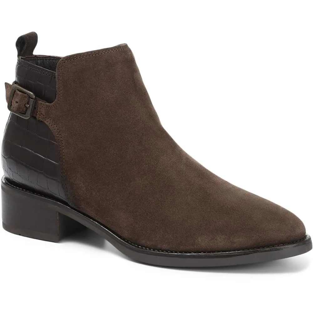 Casual Flat Croc Panel Leather Ankle Boot - CARM30503 / 316 594 sold by Jones Bootmaker