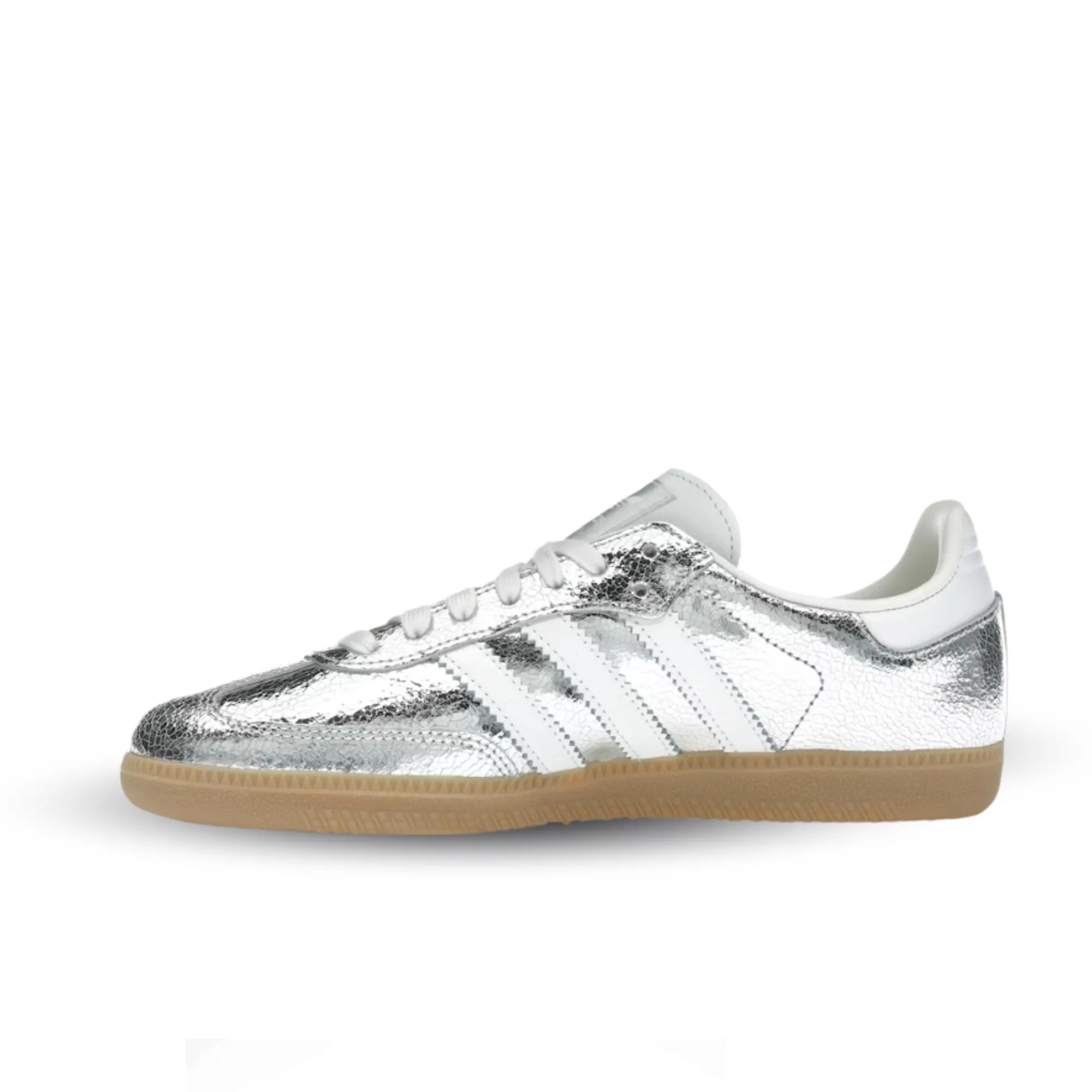 Adidas Samba OG Silver Metallic Cracked Leather sold by KeepItSneaker