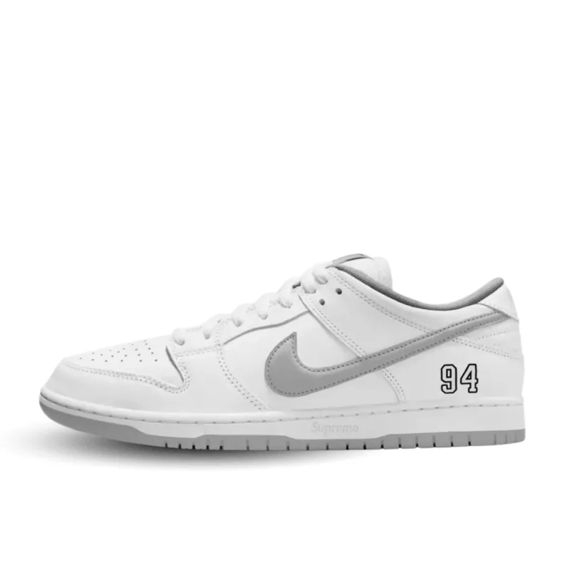 Nike SB Dunk Low Supreme 94 White Metallic Silver sold by KeepItSneaker