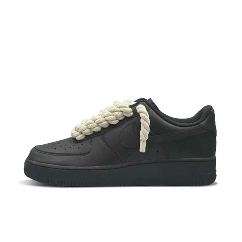 Nike Air Force 1 Low Air Rope Laces Black Beige Custom sold by KeepItSneaker