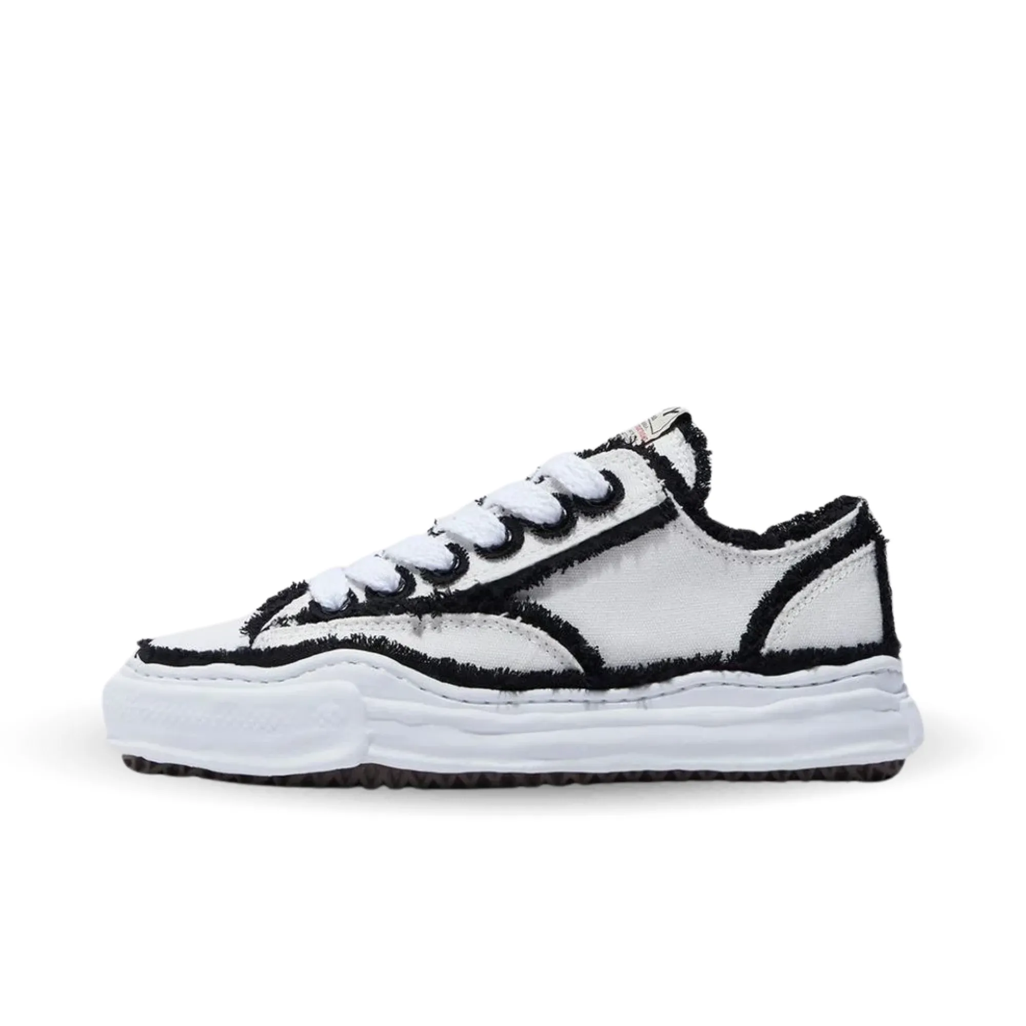 Maison Mihara Yasuhiro Peterson OG Sole Canvas Low Frayed White Black sold by KeepItSneaker
