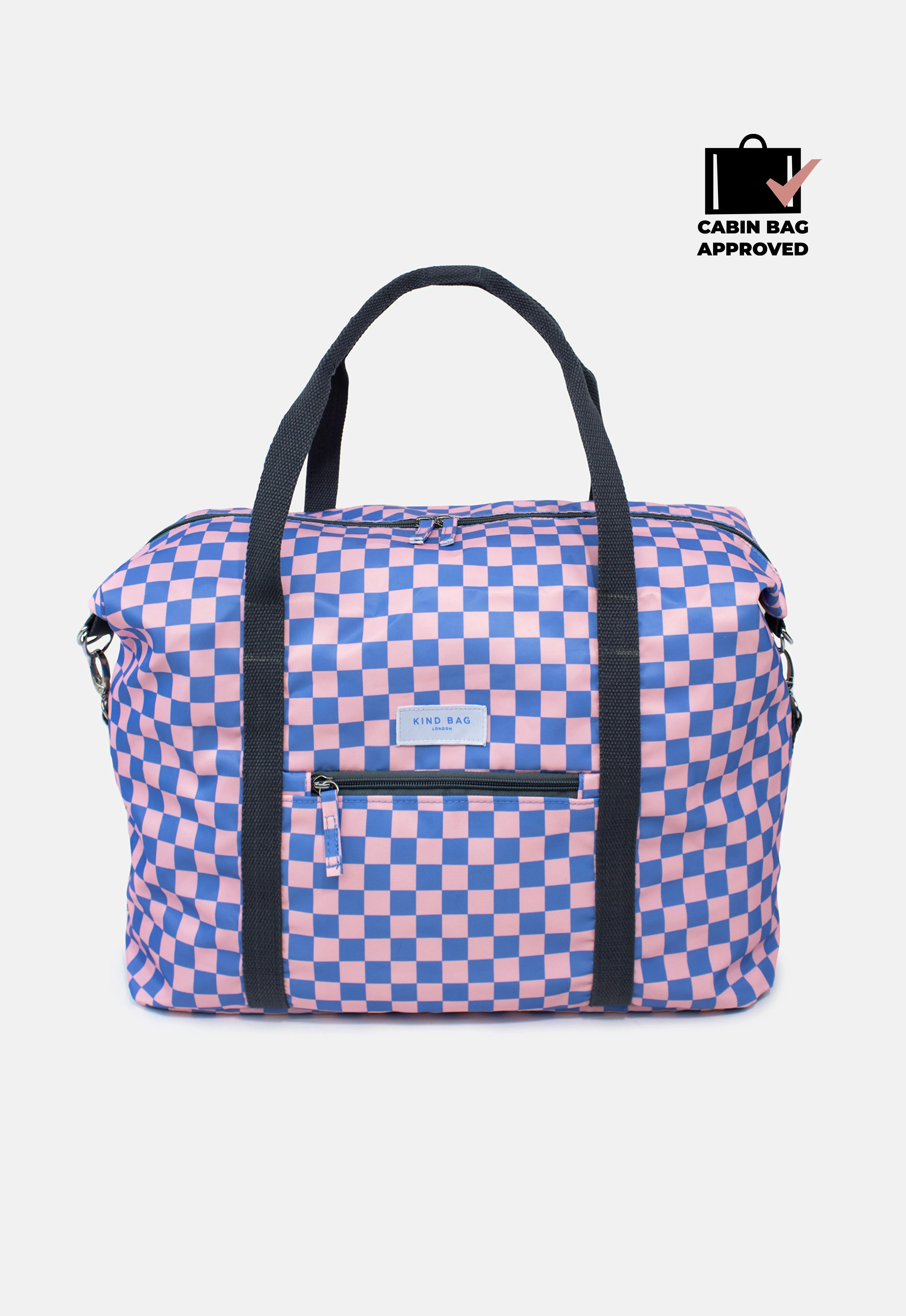 Weekender Bag | Checkerboard Blue & Pink sold by Kind Bag