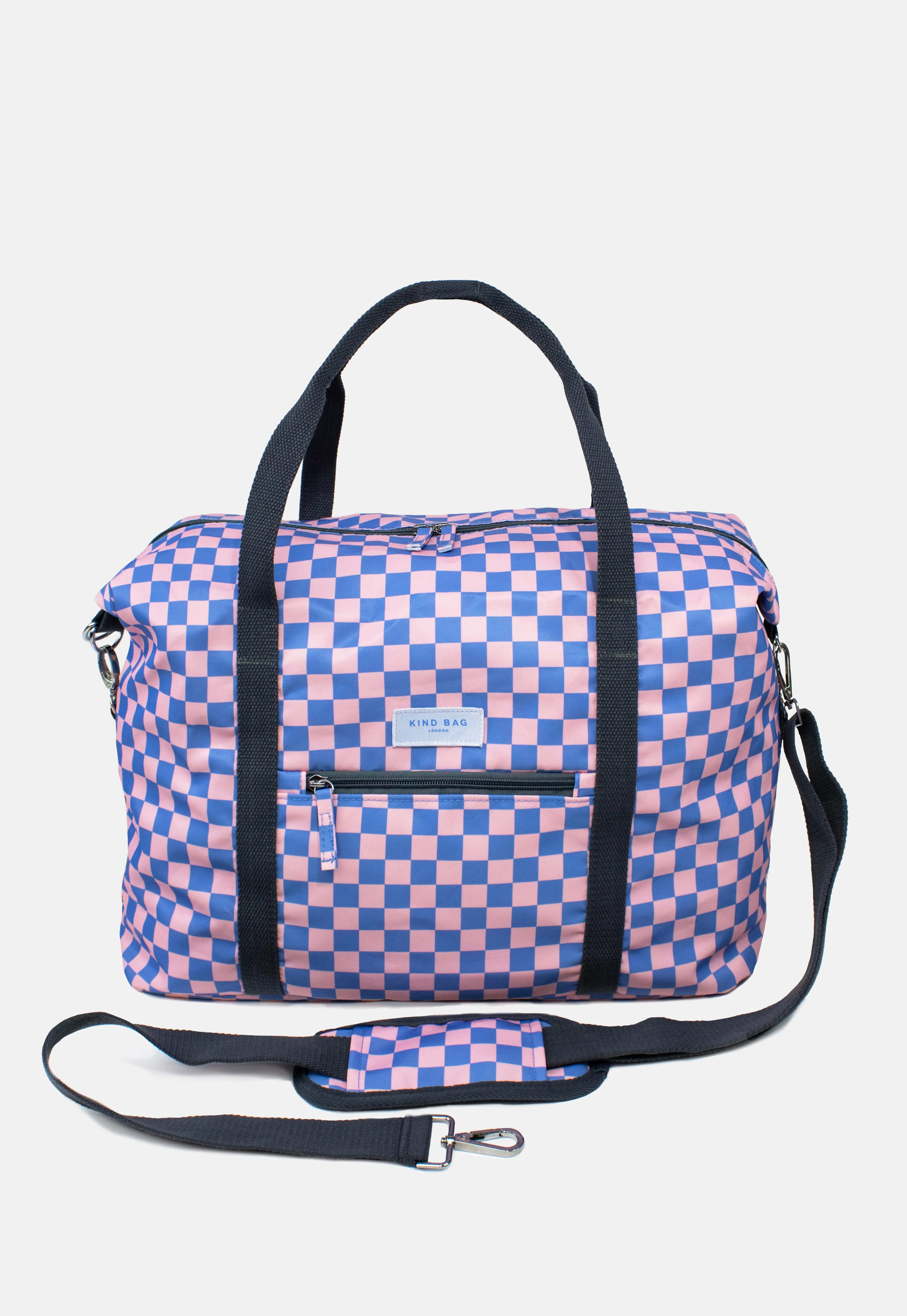 Weekender Bag | Checkerboard Blue & Pink sold by Kind Bag product image thumbnail 5