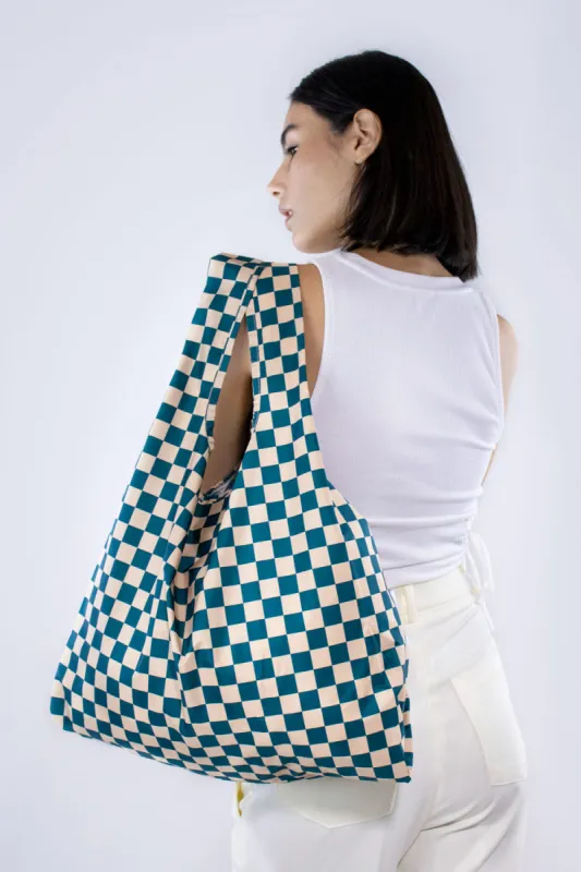 Checkerboard Teal & Beige | Medium sold by Kind Bag