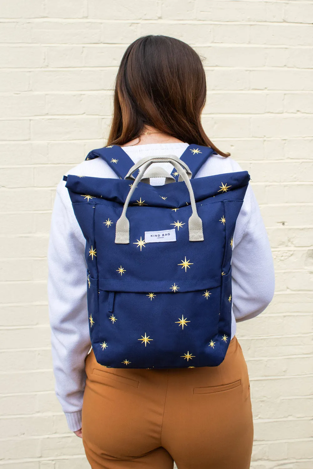 Stars Navy | Embroidered Hackney Backpack | Medium sold by Kind Bag product image thumbnail 2