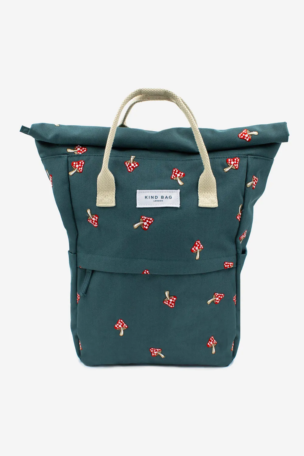 Mushrooms Green | Embroidered Hackney Backpack | Medium sold by Kind Bag