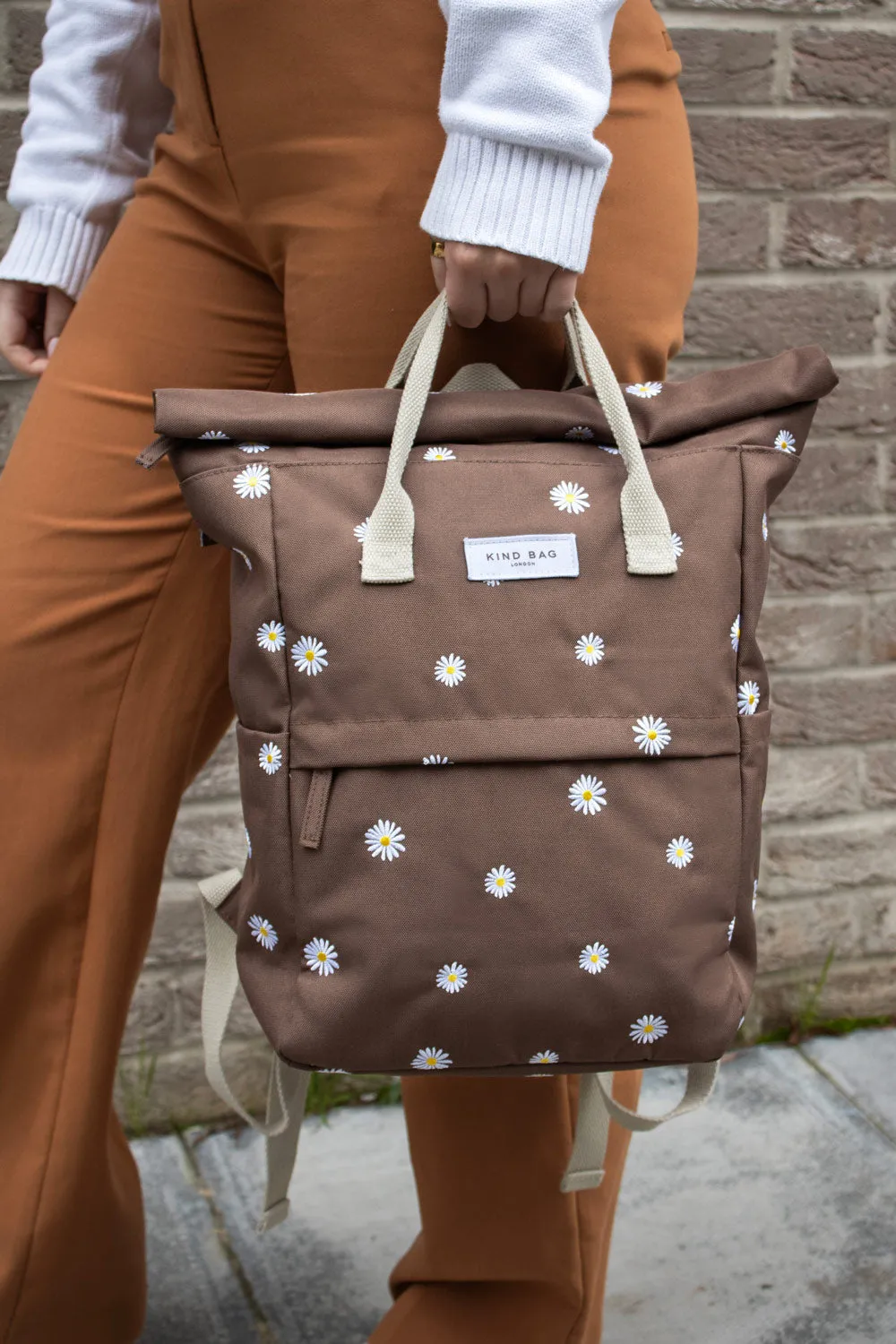 Daisies Brown | Embroidered Hackney Backpack | Medium sold by Kind Bag product image thumbnail 4