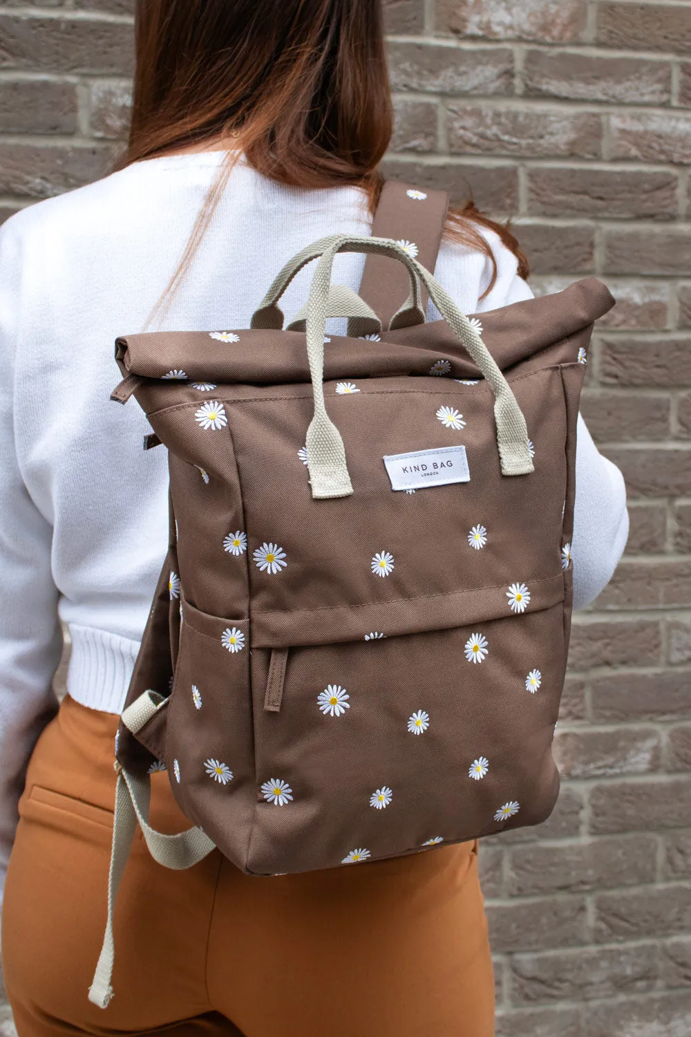 Daisies Brown | Embroidered Hackney Backpack | Medium sold by Kind Bag product image thumbnail 2