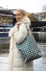 Checkerboard Teal & Beige | Recycled Tote sold by Kind Bag