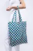 Checkerboard Teal & Beige | Recycled Tote sold by Kind Bag