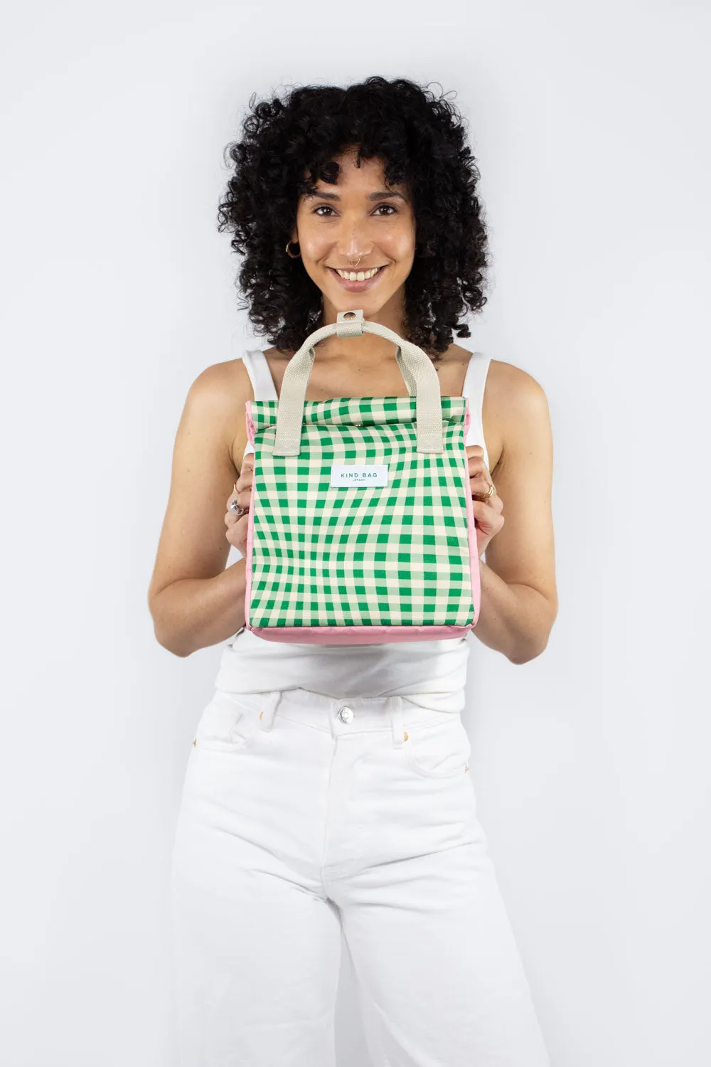Lunch Bag | Distorted Gingham Green sold by Kind Bag product image thumbnail 2