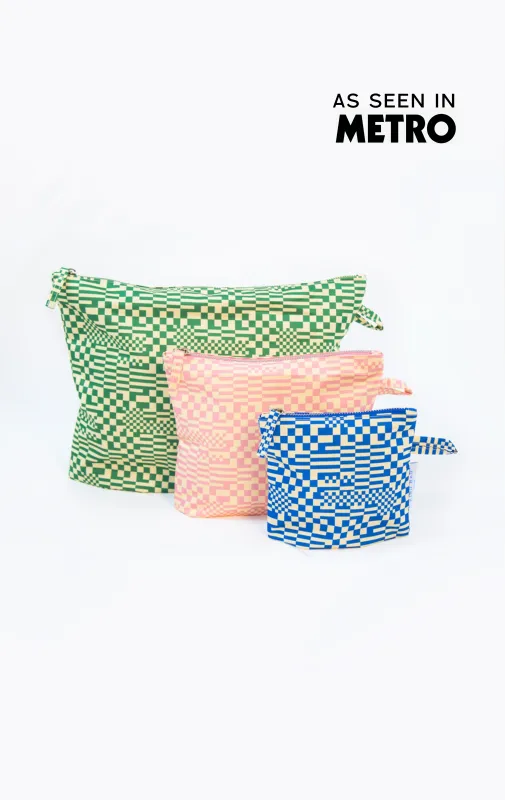 Pouches | Trippy Check | Set of 3 made by Kind Bag