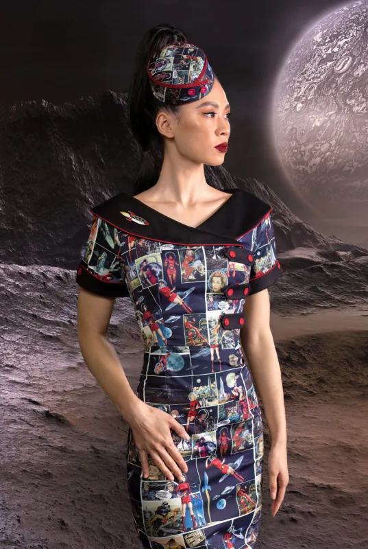 Fly Me To The Moon Collar Wiggle Dress sold by Kitten D'Amour