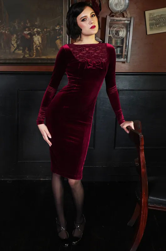 Palais Velvet Wiggle Dress (Burgundy) made by Kitten D'Amour