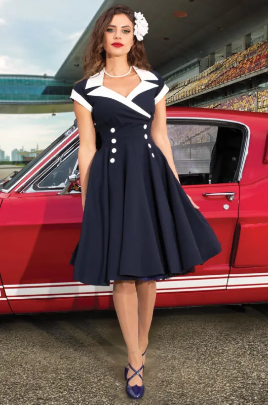 D'Amour Contrast Collar Dress (Navy) sold by Kitten D'Amour
