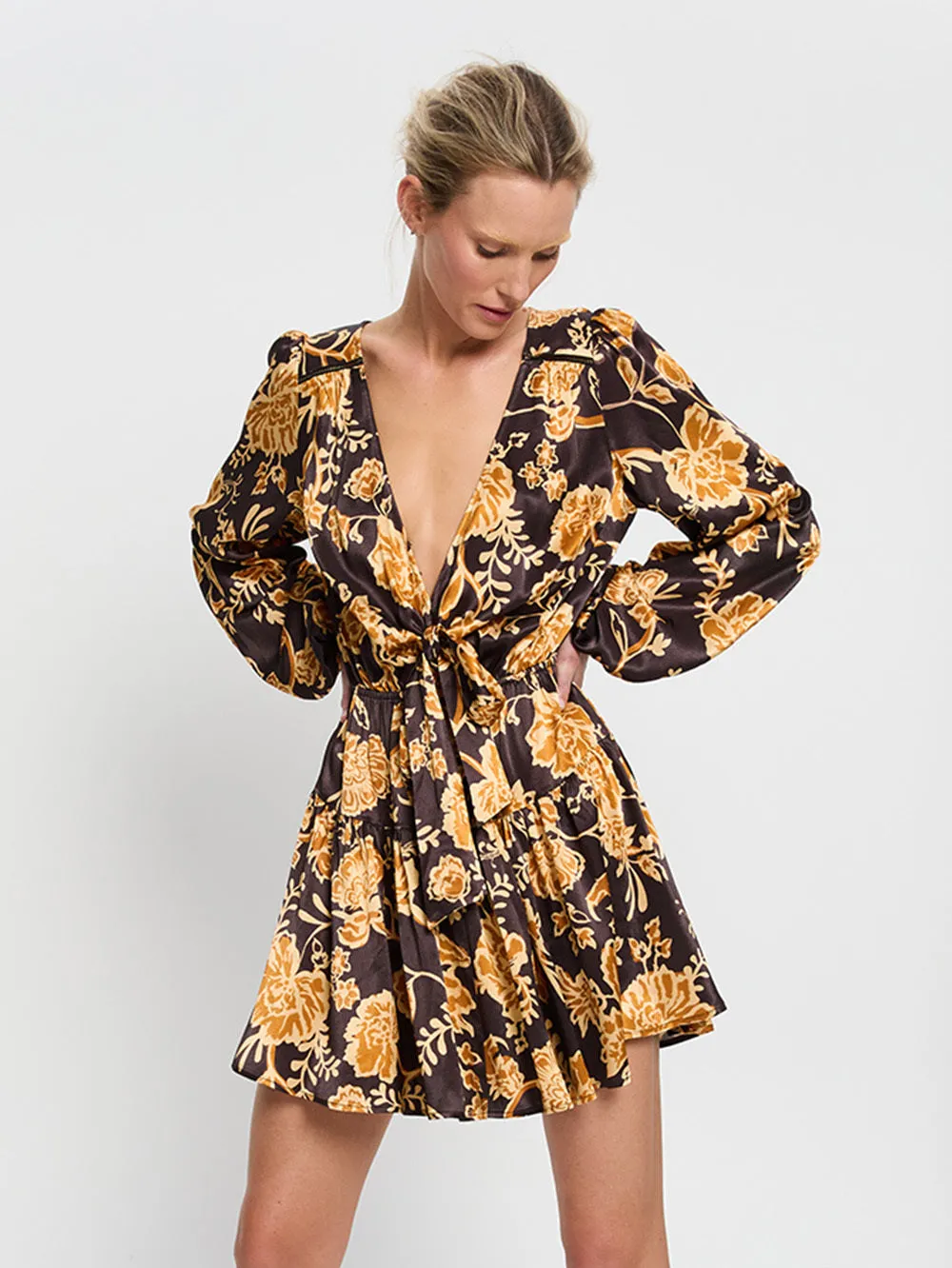 Kaia Tie Front Mini Dress sold by Kivari