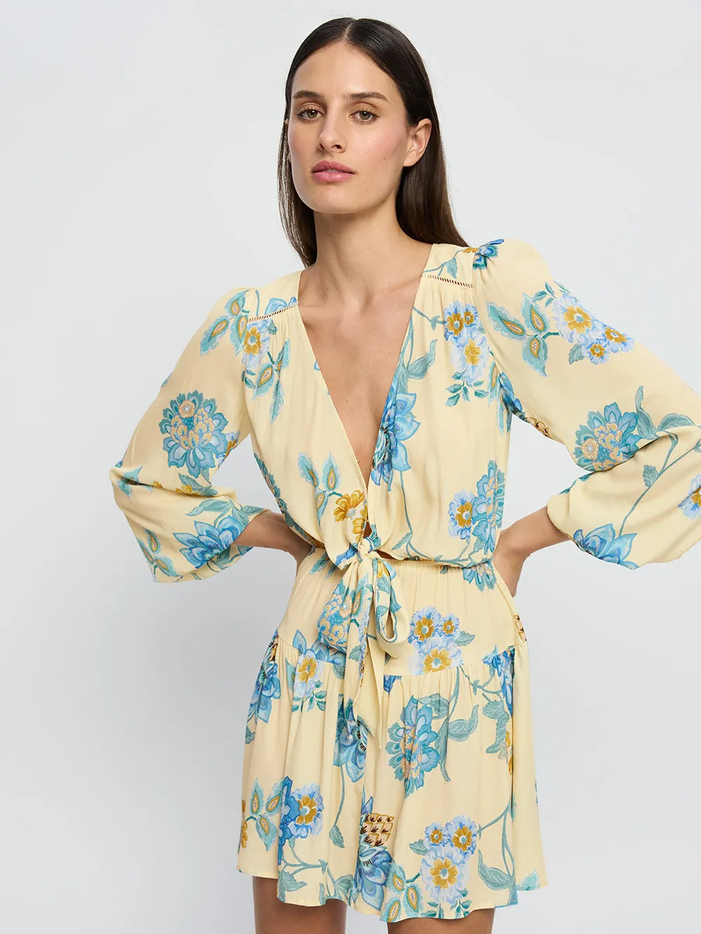 Giselle Tie Front Mini Dress sold by Kivari