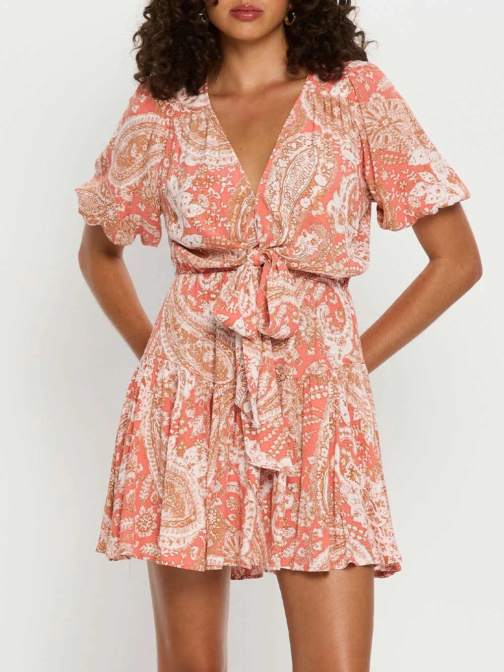 Casablanca Tie Front Mini Dress sold by Kivari