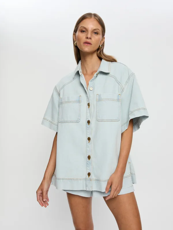 Paloma Denim Shirt - Pale Blue sold by Kivari