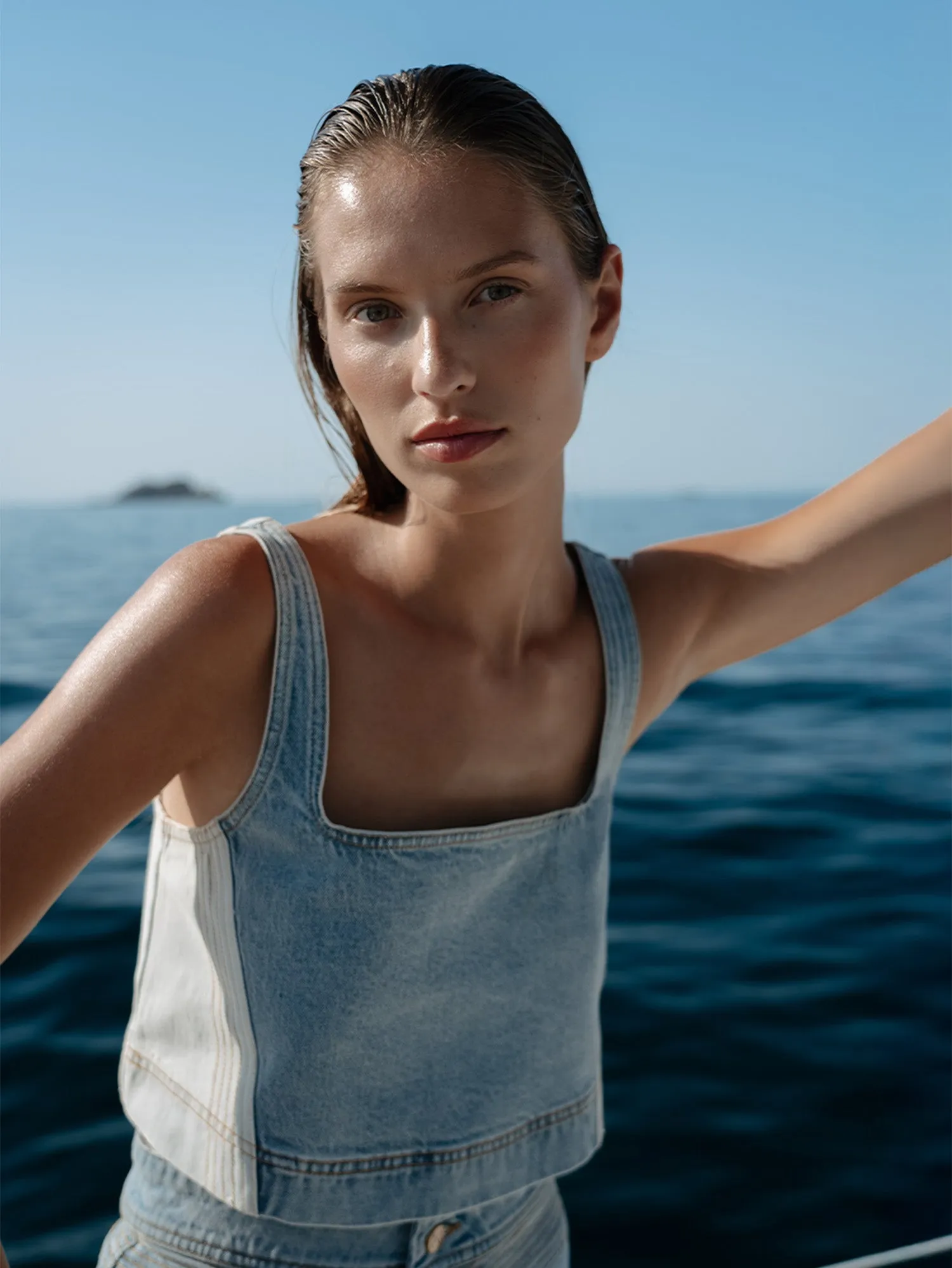 Carla Denim Top sold by Kivari