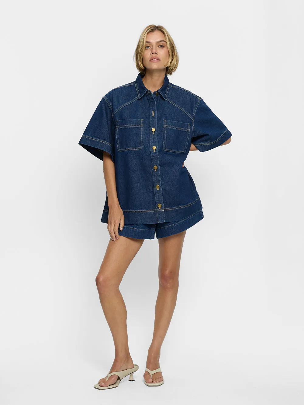 Paloma Denim Shirt - Dark Indigo sold by Kivari