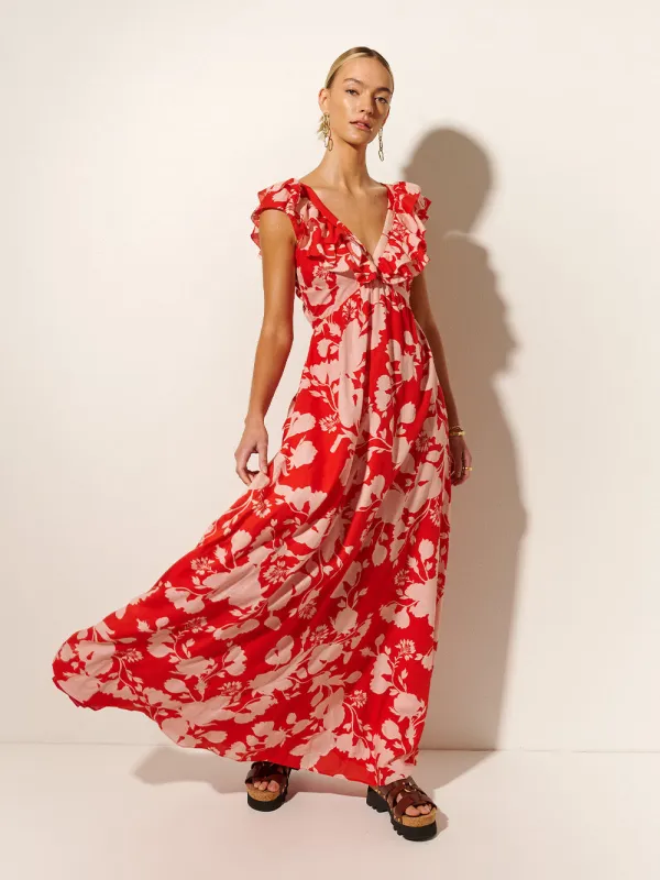 Delfina Ruffle Maxi Dress sold by Kivari